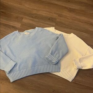 Jessica Simpson Blue and Cream Crew Neck Sweater Duo